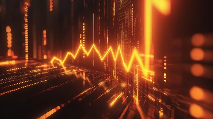 A realistic visualization of stock growth with detailed insights A realistic upward arrow glowing on a digital background
A realistic financial performance chart glowing with insights