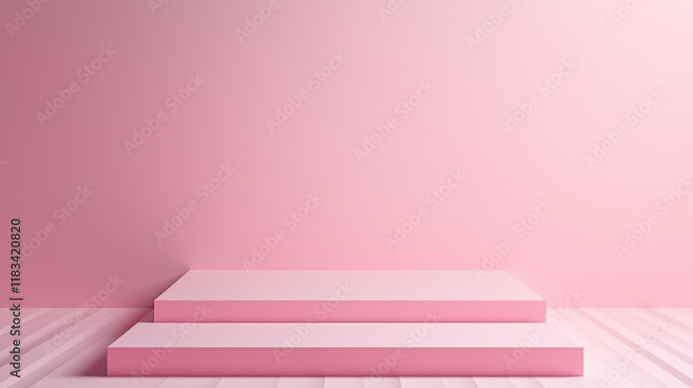 Poster floor abstract background concept. minimalist pink backdrop with layered platforms for versatile cre