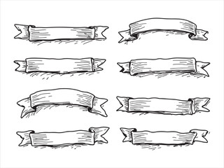 Black line art .icon and graphic ribbon vector