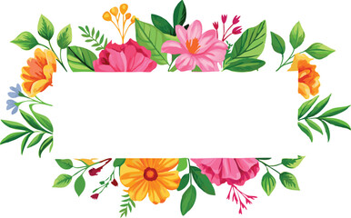 Fototapeta premium Watercolor Floral Border with Pink and Blue Flowers