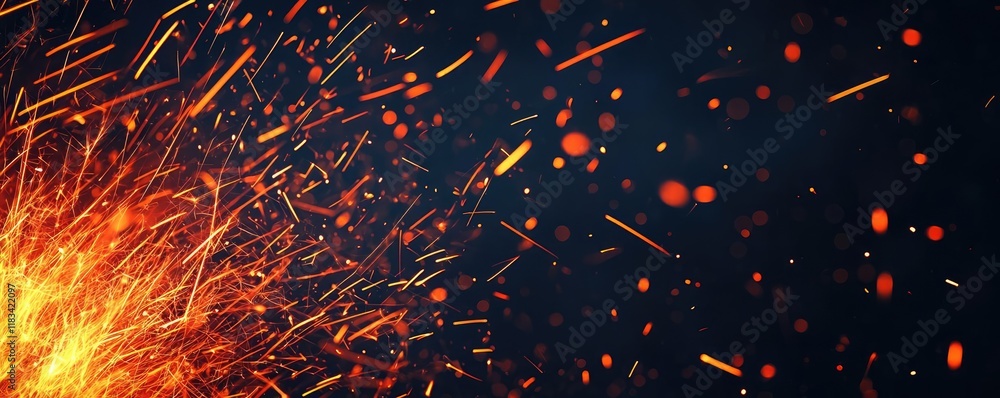 Poster fire abstract background idea. dynamic sparks and embers bursting against a dark backdrop create a s