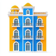 Fototapeta premium Colorful Modern Building Facade with Architectural Design Elements