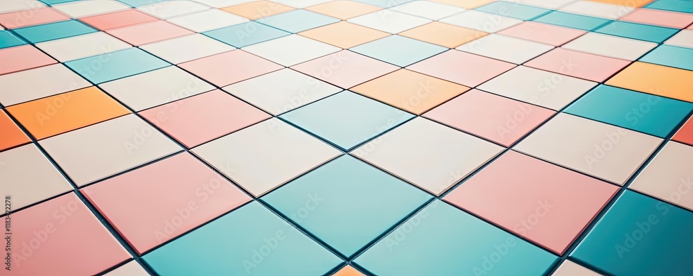 Poster floor abstract background concept. colorful tiled pattern with vibrant pastel squares and geometric 