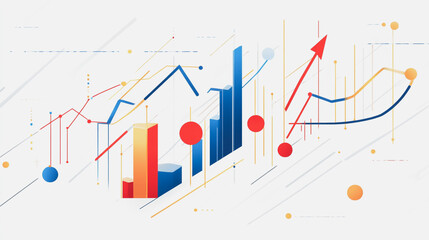 Abstract white background with Colorful charts and graphs with statistics to innovative analyze business potential and forecast future development of companies growth.