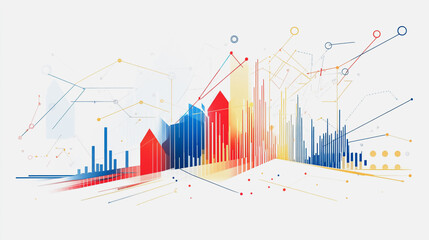 Abstract white background with Colorful charts and graphs with statistics to innovative analyze business potential and forecast future development of companies growth.