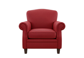 Red armchair isolated on white background, no depth of field, sharp.