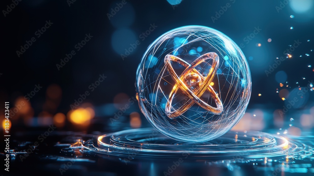 Poster render the structure of a carbon atom in a crystal lattice