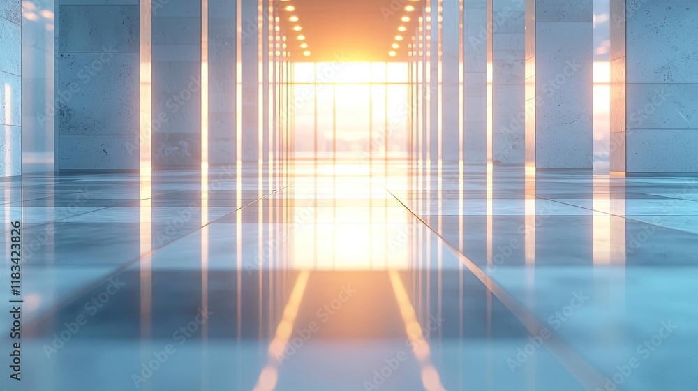 Poster floor abstract background concept. bright hallway showcasing modern architecture with reflective sur