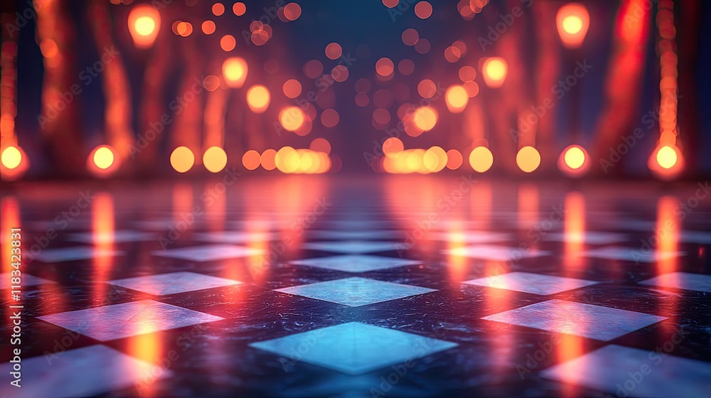Poster floor abstract background concept. a vibrant pathway illuminated by glowing lights, creating a magic