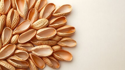 Peanut Shells Arranged Like Feathers on Minimalist Canvas