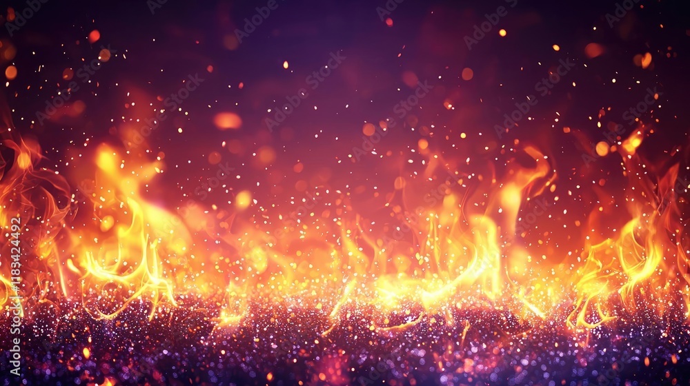 Poster fire abstract background idea. vibrant flames dancing with sparks, creating a mesmerizing fire scene