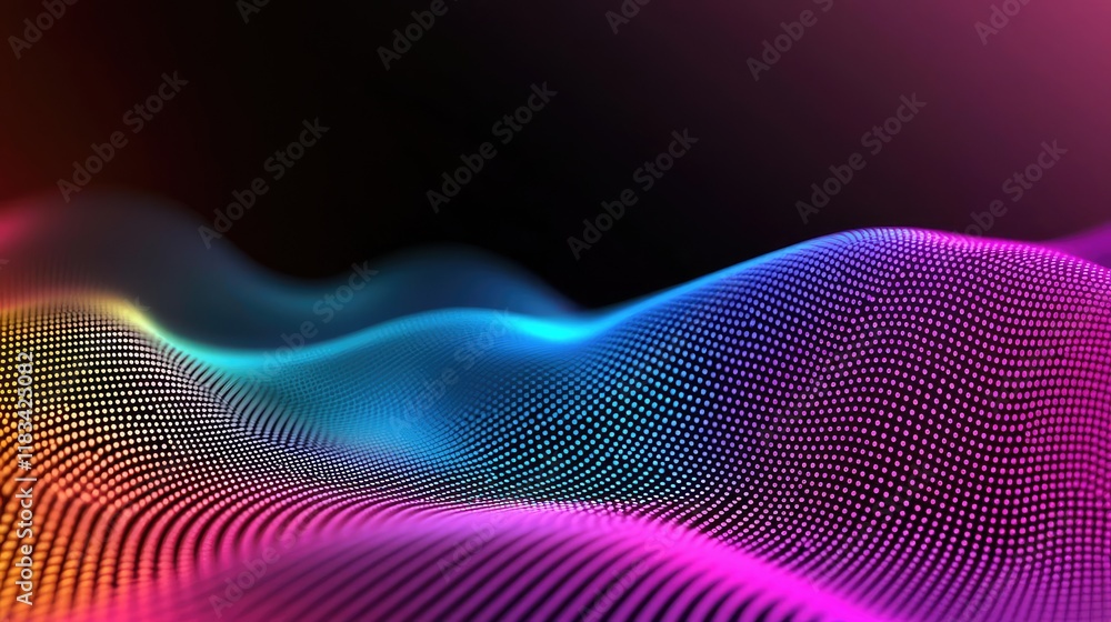 Poster dots abstract background concept. vibrant abstract waves in colorful gradients, showing motion and d
