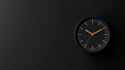 A black clock with orange hands showing the time of 11:30