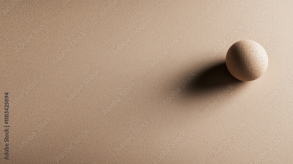 Poster a round object is on a tan background