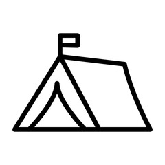 Camping Tent Vector Line Icon Design