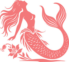 Beautiful Mermaid Silhouette Vector Art
