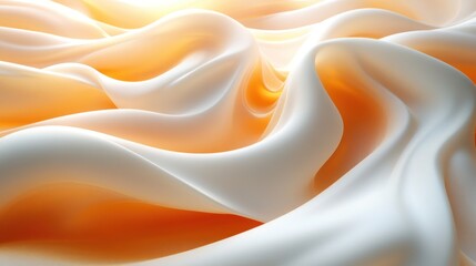 Fototapeta premium Golden-lit silk fabric waves, studio backdrop, elegant texture