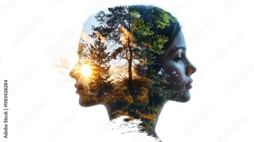 Poster enhancing mental health in the workplace office environment visual representation nature integration