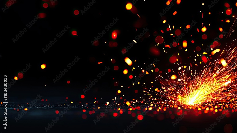 Poster fire abstract background idea. dynamic sparks flying from a source, symbolizing energy and innovatio