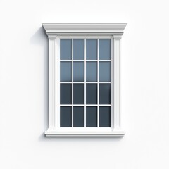 Fototapeta premium Classic White Window with Multiple Panes on Clean Wall Background