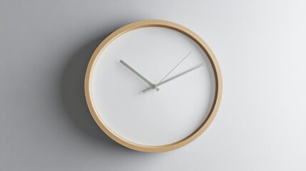 Modern Round Wall Clock Hanging on a Grey Wall.