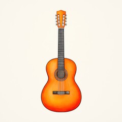 Fototapeta premium Beautiful Acoustic Guitar with Vibrant Orange and Yellow Finish
