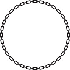 Abstract chain round frame. Black circle frames with chains patterns isolated transparent background