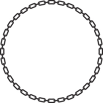 Abstract chain round frame. Black circle frames with chains patterns isolated transparent background