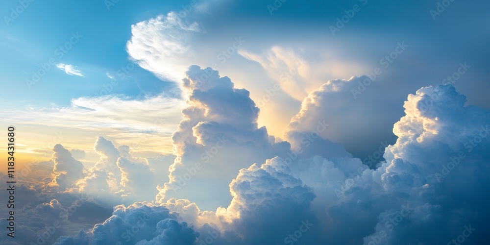 Aufkleber image of uniquely shaped clouds illuminated by sunlight, showcasing a stunning display of clouds and