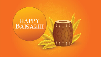 illustration of Happy Baisakhi holiday background for Punjabi sikh festival flyer poster banner creative greeting