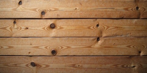Fototapeta premium Close-up view of horizontal light brown wood planks with visible wood grain and knots