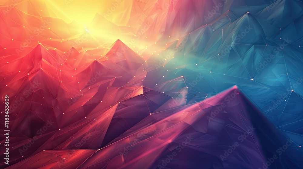 Aufkleber the gradient dimming of the sunlight on a gradient descent of triangles in color and height