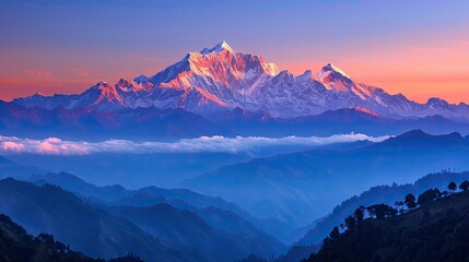Fototapeta premium The photograph of the snowcapped mountains