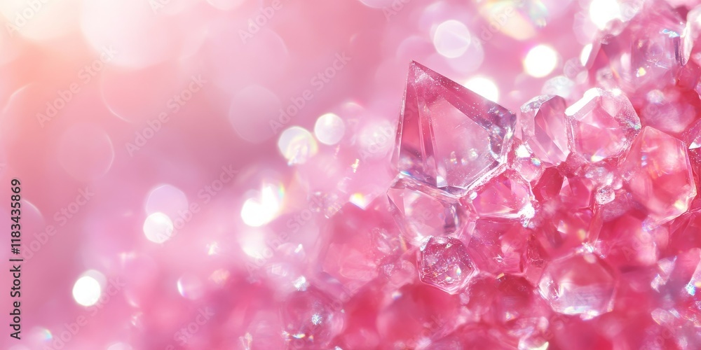 Poster abstract pink crystal background with a defocused bokeh effect, creating a sparkling ambiance. this 