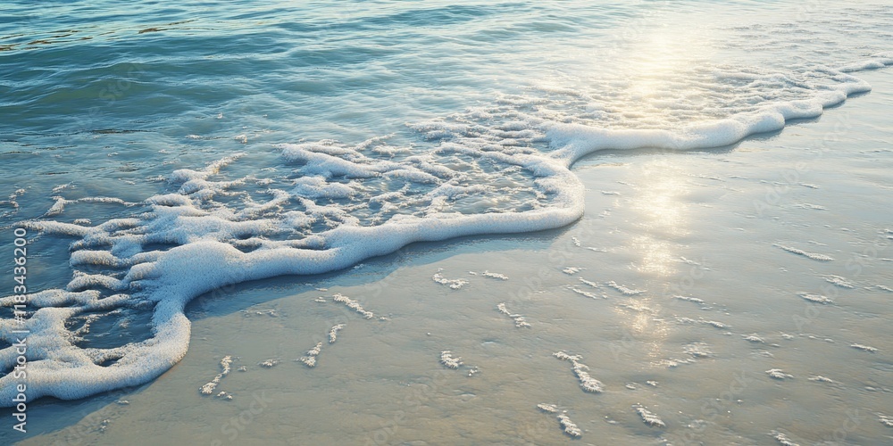 Aufkleber a tranquil sea shore showcases gentle tides and soft waves, creating intriguing patterns and shadows