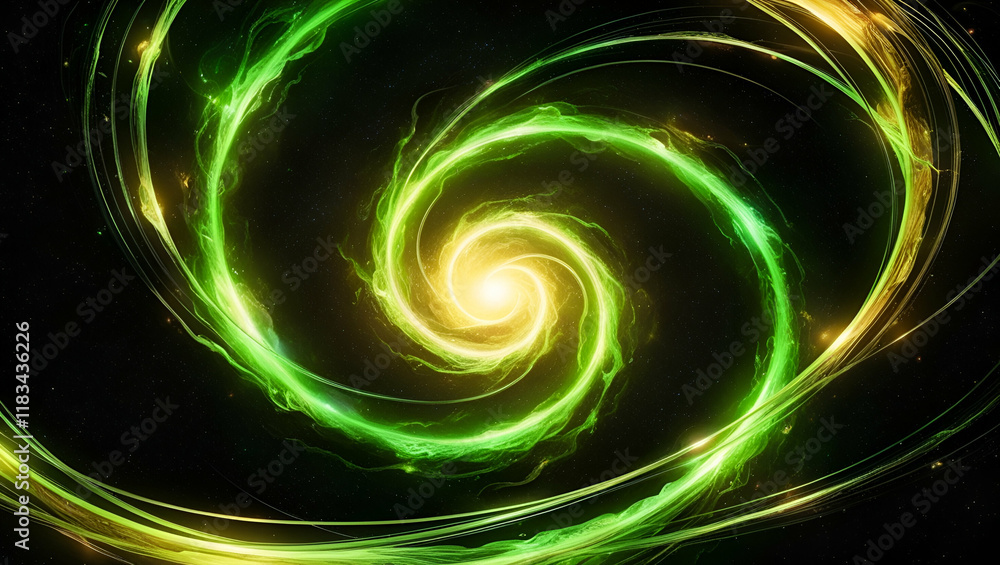 Aufkleber an enchanting display of green and gold light swirling in space, creating a luminous, ethereal effec