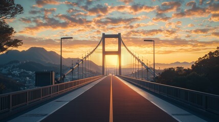 Fototapeta premium 日の出前のきれいな空と橋