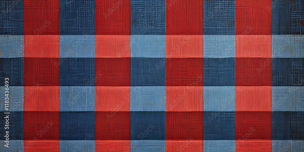 Poster red and blue checkered background featuring a pocket design, perfect for showcasing the vibrant comb