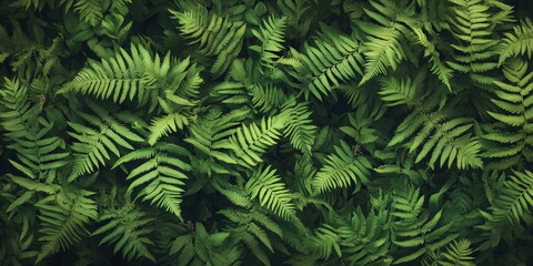 Lush ferns create a captivating natural floral background, showcasing a vibrant green fern pattern. Explore the intricate details of close up fern leaves in this serene forest setting.