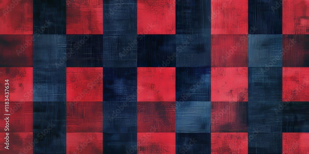 Poster red and blue checkered background featuring a pocket design, perfect for showcasing the vibrant comb