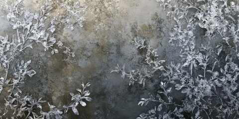 Abstract textured wallpaper featuring frozen foliage gently swaying in the breeze, showcasing a unique blend of natures beauty and artistic design.