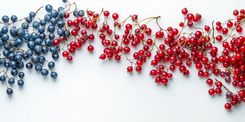 Obraz premium Vibrant and beautiful berries showcased against a pristine white background, highlighting the rich colors and textures of these beautiful berries, perfect for various creative projects.