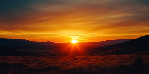 Obraz premium Breathtaking sunset in a national park, showcasing the vibrant colors of a sunset that capture the essence of nature s beauty during evening hours in a serene national park setting.