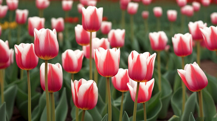 Fototapeta premium background with pink and white tulips in the park