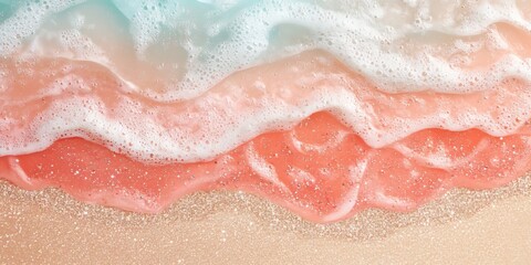Obraz premium Coral and Glitter Ombre Waves. Summer Sunset Waves featuring Faded Ombre and Sparkle. Beautiful Coral Shoreline and Glittering Sand by the beach.