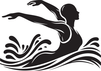 Swimmer Silhouette Vector Icon on White Background
