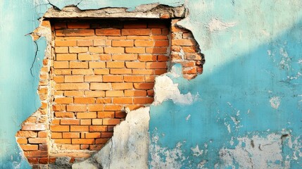 Rustic gray brick wall with natural wear and tear, urban aesthetic 