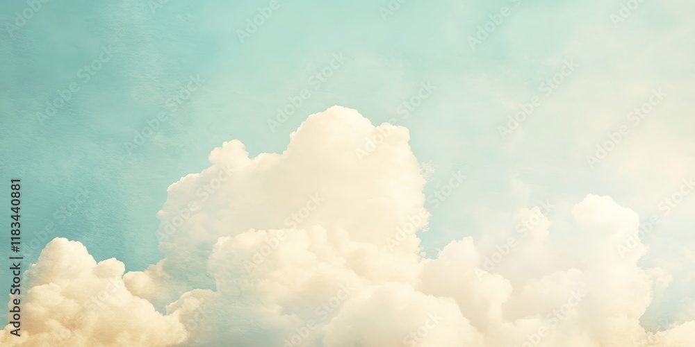 Poster vintage inspired delicate background featuring soft clouds creates a serene atmosphere. this delicat