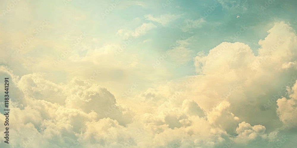 Poster vintage inspired delicate background featuring soft clouds creates a serene atmosphere. this delicat
