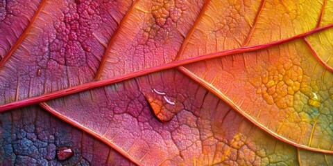 Fototapeta premium Vibrant close up of a colorful maple leaf showcasing its intricate details a stunning depiction of the beauty and variety found in colorful maple leaves. Perfect for nature lovers.